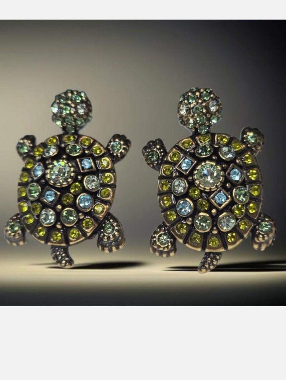 Heidi Daus "Simply Irresistible" AB Crystal Turtle Omega Earrings